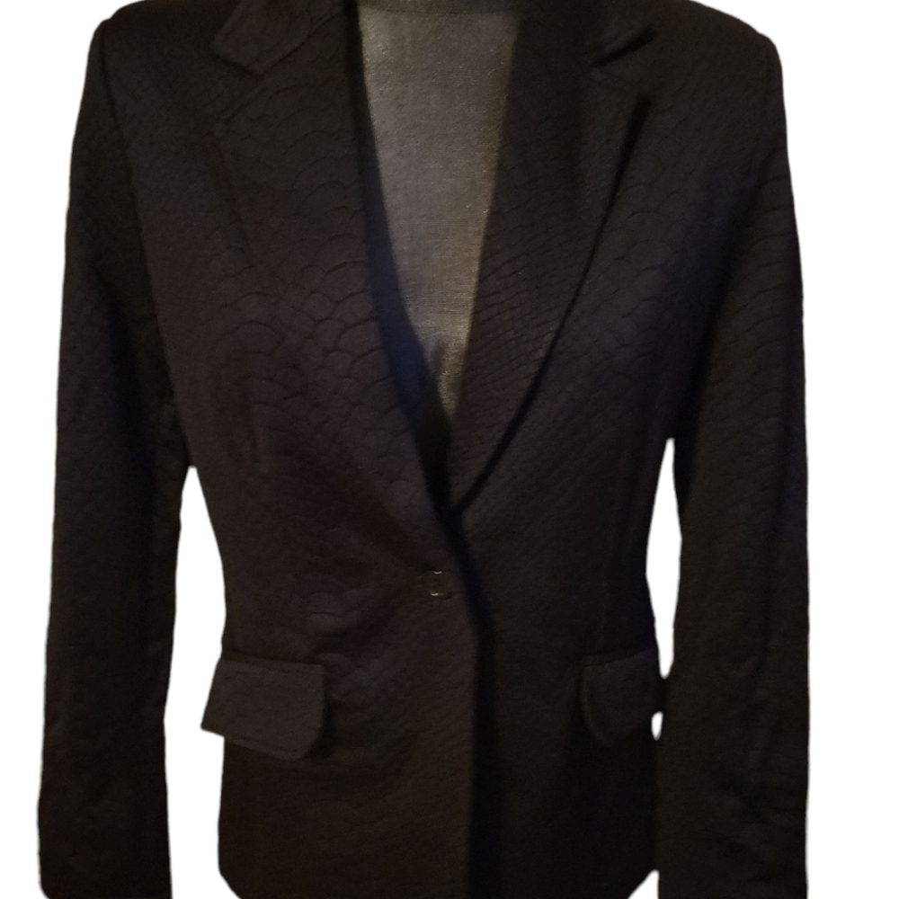 My Tribe Snakeskin Print Fabric Single Button Career Suit Jacket Blazer sz M